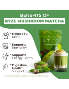 RYZE SUPERFOODS Matcha Orgánico con 6 Hongos Adaptogénicos 30 Porciones 2