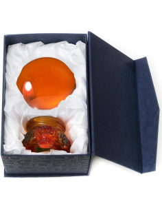 Bola de Cristal Ámbar 80mm Amlong con Soporte León Arcoíris 2