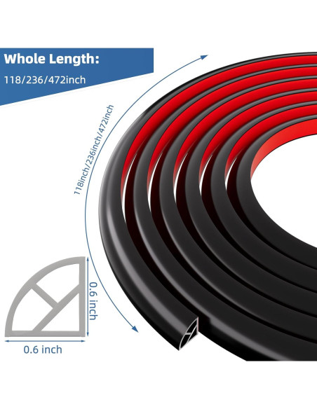 Moldura Flexible de Silicona Autoadhesiva Conwang 120.4 cm Negro