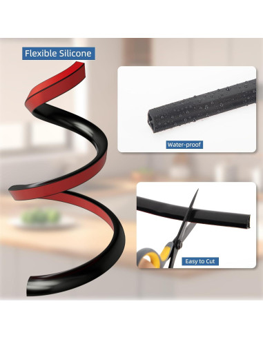 Moldura Flexible de Silicona Autoadhesiva Conwang 120.4 cm Negro