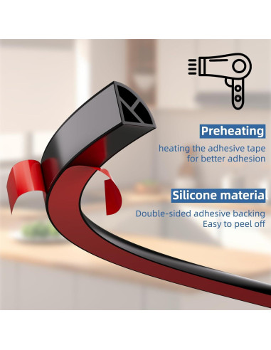 Moldura Flexible de Silicona Autoadhesiva Conwang 120.4 cm Negro