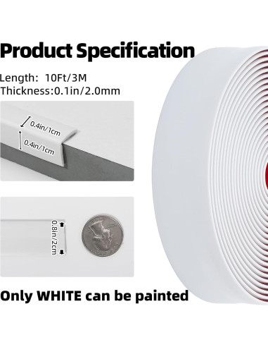 Moldura Autoadhesiva Flexible JSIWOTH 3.05m 2.0cm Blanca