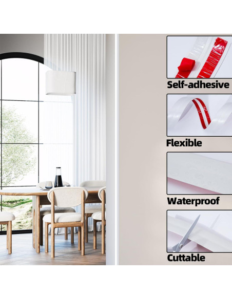 Moldura Autoadhesiva Flexible JSIWOTH 3.05m 2.0cm Blanca