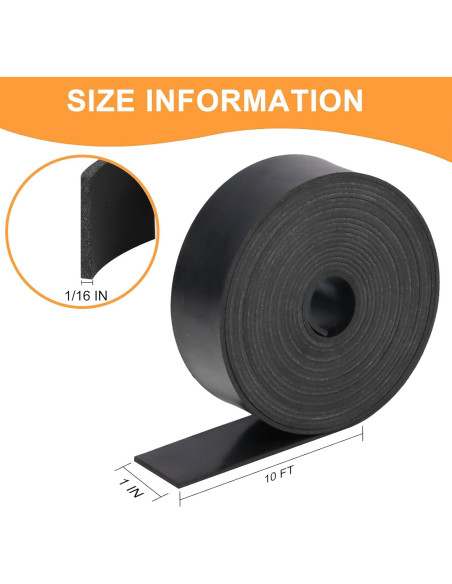 Tira de goma neopreno VUAOHIY 3.05m x 2.54cm - Antideslizante