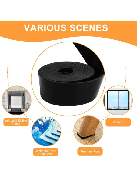 Tira de goma neopreno VUAOHIY 3.05m x 2.54cm - Antideslizante