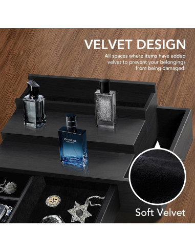 Organizador de Perfumes Zecela de 3 Niveles en Madera Negra