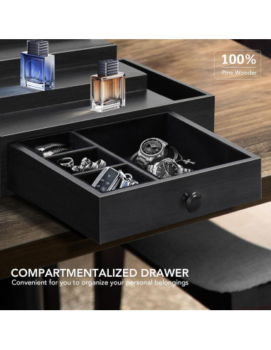 Organizador de Perfumes Zecela de 3 Niveles en Madera Negra