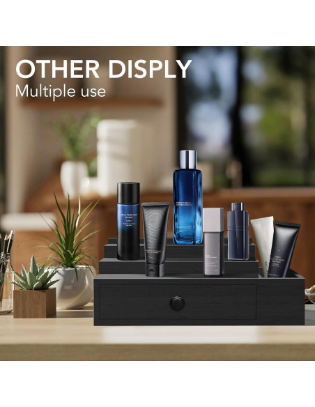 Organizador de Perfumes Zecela de 3 Niveles en Madera Negra