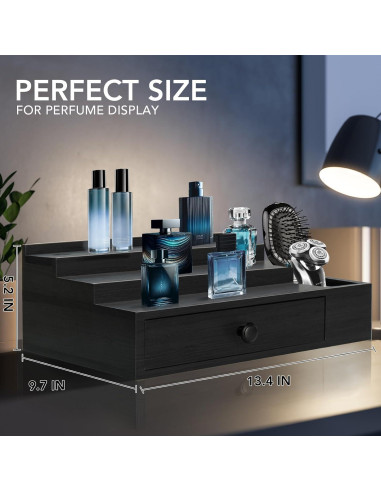 Organizador de Perfumes Zecela de 3 Niveles en Madera Negra