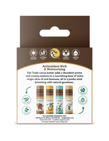 Set de bálsamos labiales orgánicos Badger 4 sabores 7g