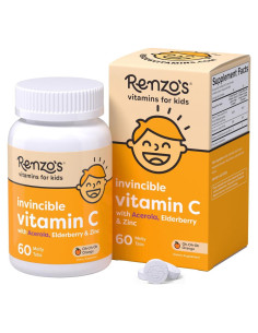Vitamina C Invencible Renzo para Niños 60 Tabletas Melty Naranja
