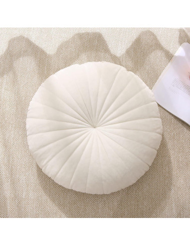 Cojín de Suelo Redondo Beige STRWARD 41.91 cm Terciopelo
