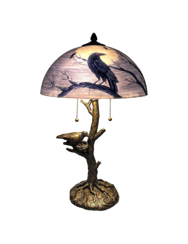 Lámpara de Mesa BIEYE Cuervos en Rama 35.56 cm Vidrio Pintado