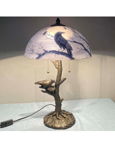 Lámpara de Mesa BIEYE Cuervos en Rama 35.56 cm Vidrio Pintado 2