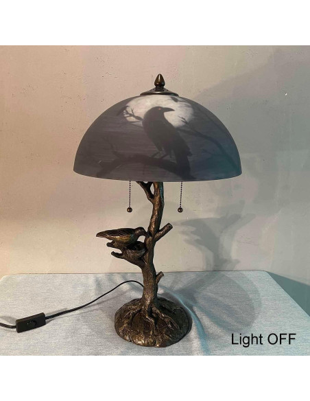 Lámpara de Mesa BIEYE Cuervos en Rama 35.56 cm Vidrio Pintado