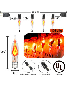 Luces de Cuerda de Llama Parpadeante 3.9m C7 Dongguan 2