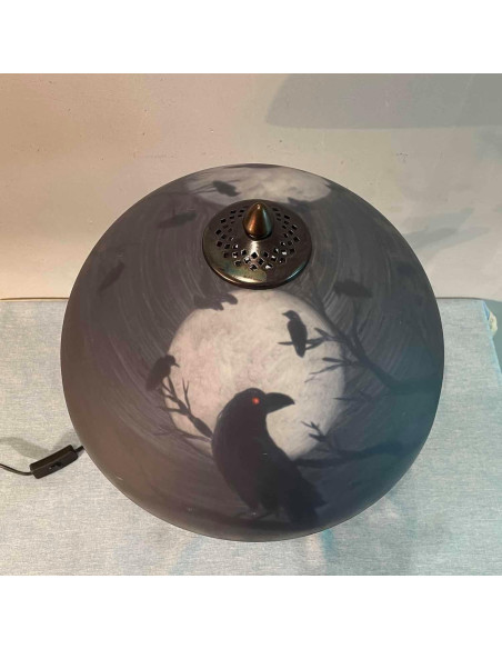 Lámpara de Mesa BIEYE Cuervos en Rama 35.56 cm Vidrio Pintado