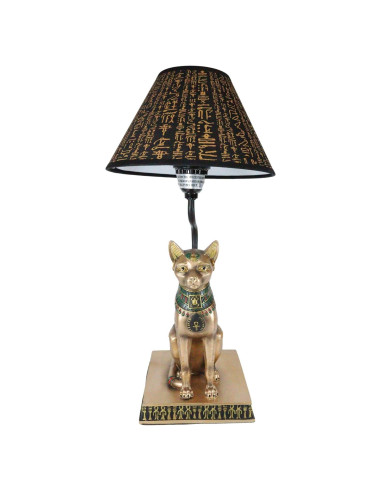 Lámpara de Mesa Bastet Egipcia Gato 45.72 cm Bronce