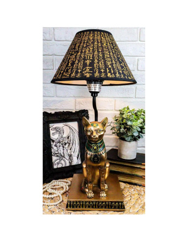 Lámpara de Mesa Bastet Egipcia Gato 45.72 cm Bronce