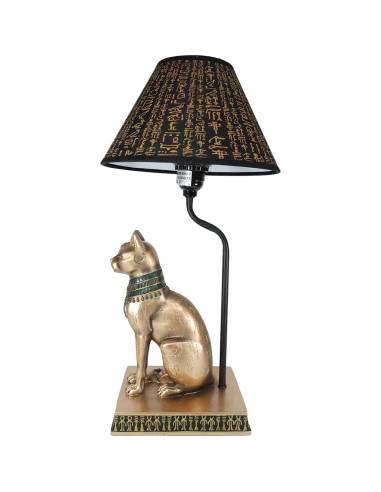 Lámpara de Mesa Bastet Egipcia Gato 45.72 cm Bronce