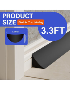 Moldura Flexible Autoadhesiva WURJHSONG 1m Negra Impermeable 2