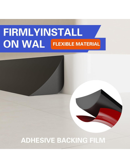 Moldura Flexible Autoadhesiva WURJHSONG 1m Negra Impermeable