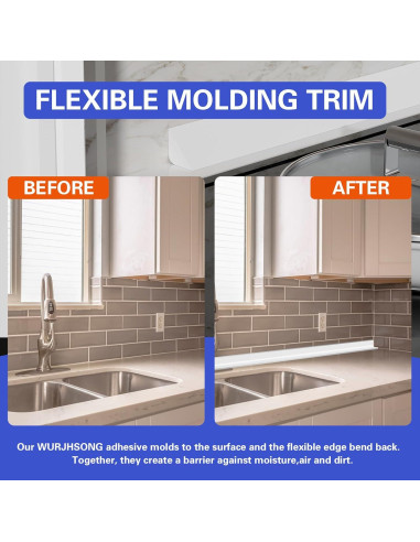 Moldura Flexible Autoadhesiva WURJHSONG 1m Negra Impermeable