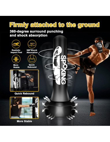 Saco de Boxeo Independiente SPOXING 70 cm con Guantes y Bomba
