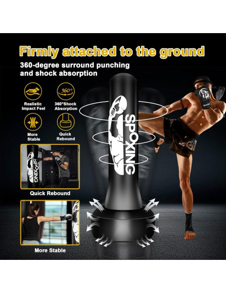 Saco de Boxeo Independiente SPOXING 70 cm con Guantes y Bomba