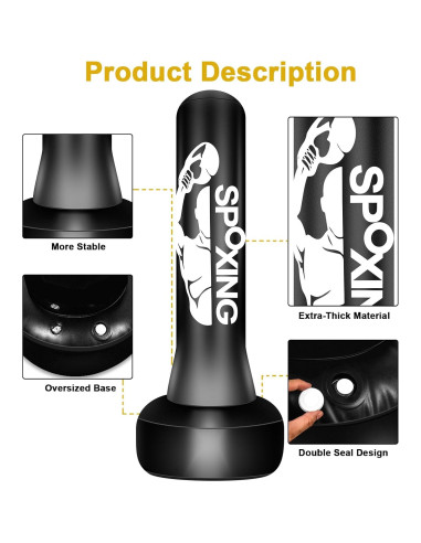 Saco de Boxeo Independiente SPOXING 70 cm con Guantes y Bomba