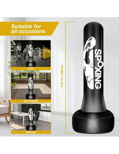 Saco de Boxeo Independiente SPOXING 70 cm con Guantes y Bomba