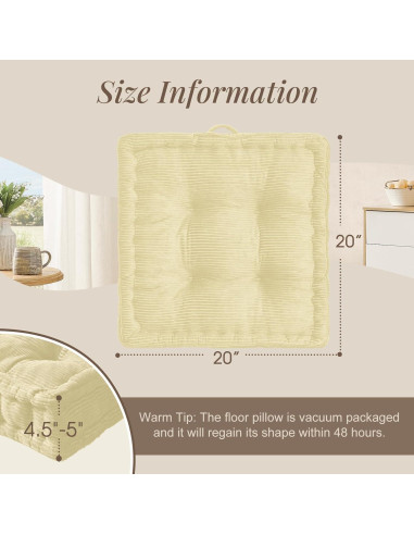 Cojín de Suelo Wellsin Cuadrado 50.8x50.8 cm Beige