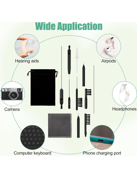 Kit de Limpieza para Audífonos Zhaoyao 12 Piezas con Bolsa