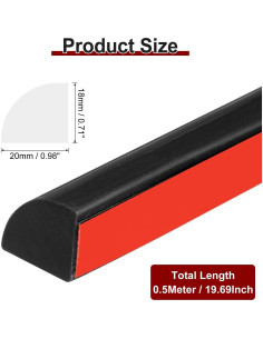 Moldura Flexible Autoadhesiva uxcell 0.5m Silicona Negra 2