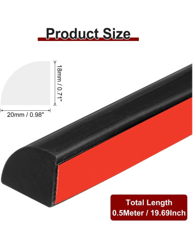 Moldura Flexible Autoadhesiva uxcell 0.5m Silicona Negra