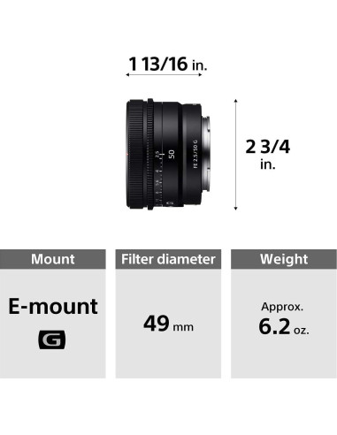 Lente Sony FE 50mm F2.5 G para Cámaras Sin Espejo