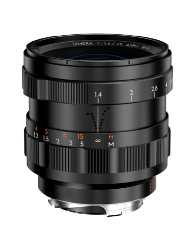 Lente Telefoto Simera 75mm F1.4 para Cámaras Leica M - Negro
