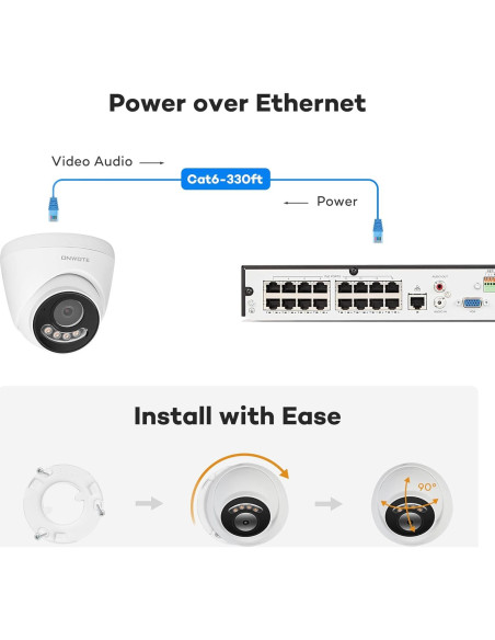 Cámara de Seguridad PoE 8MP 4K ONWOTE con Zoom 5X y Audio