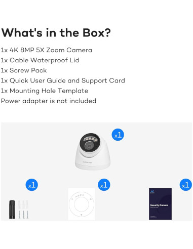 Cámara de Seguridad PoE 8MP 4K ONWOTE con Zoom 5X y Audio