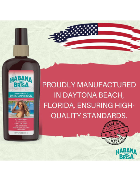 Aceite Bronceador Mineral Oscuro Habana Brisa 240 ml Vegano