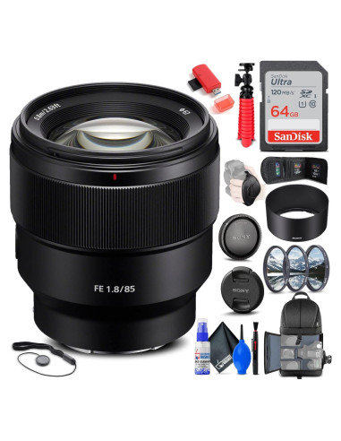 Lente Sony FE 85mm f/1.8 + Kit de Filtros + Mochila + Tarjeta 64GB