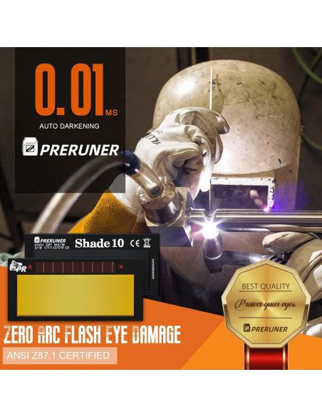 Lente de Soldadura Automático Preruner TC108 10 Dorado 5.08x10.8cm