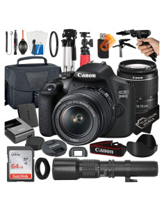 Cámara DSLR Canon EOS 2000D + Lentes 18-55mm y 500mm