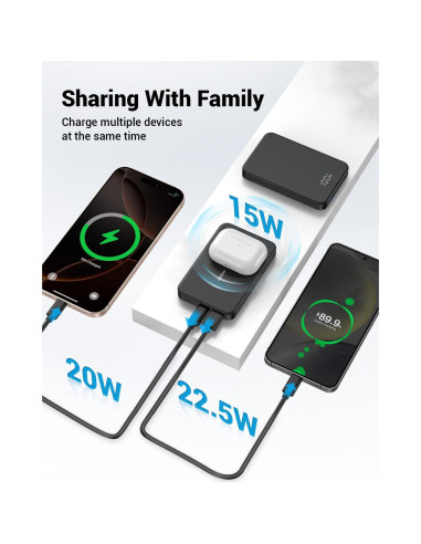 Cargador Portátil Magnético 10000mAh POAQCIF USB-C Negro