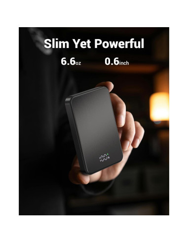 Cargador Portátil Magnético 10000mAh POAQCIF USB-C Negro