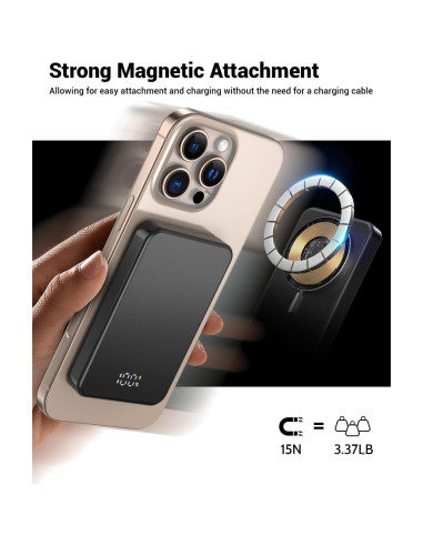 Cargador Portátil Magnético 10000mAh POAQCIF USB-C Negro