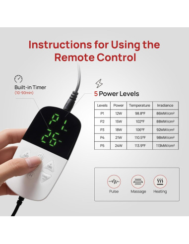 Almohadilla de Terapia de Luz Roja Charmpilot con Calefacción y Masaje