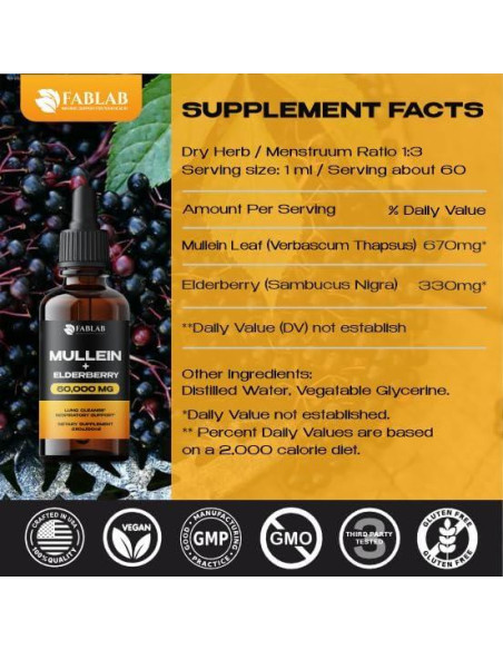 Extracto de Mullein FabLab 60 ml - Suplemento Respiratorio
