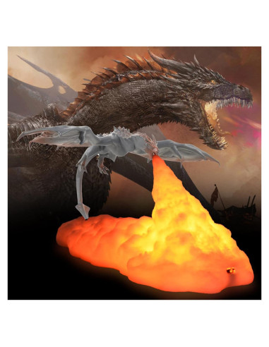 Lámpara Nocturna Dragón de Fuego REALAZ 3D Rojo 19.8x7.9 cm