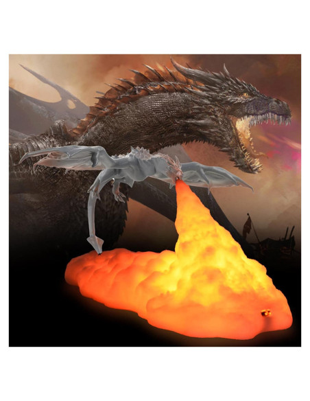 Lámpara Nocturna Dragón de Fuego REALAZ 3D Rojo 19.8x7.9 cm